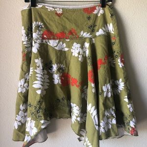 Green floral print skirt